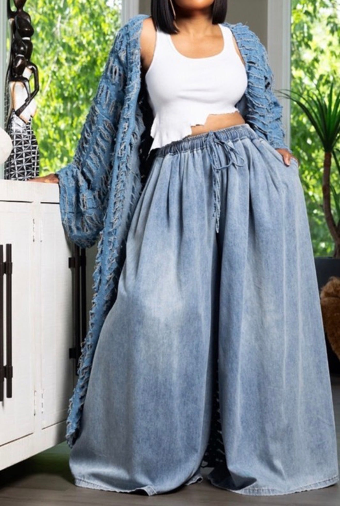 BILLOW BLOWOUT DENIM PANTS