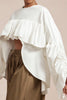 RUFFLED HIGH-LOW POPLIN BLOUSE