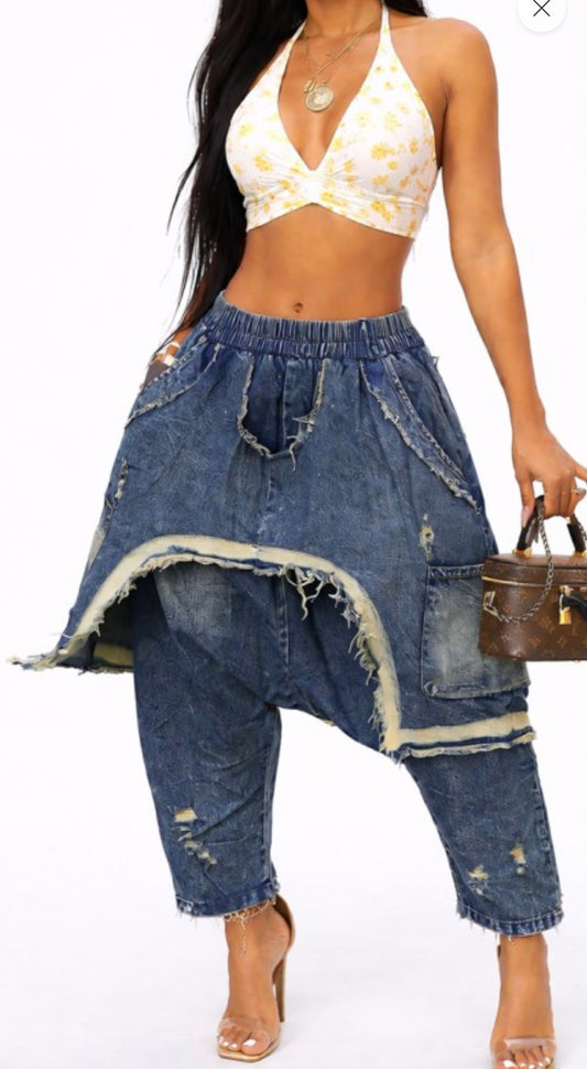 DOWNTOWN DISTRESSED HAREM PANTS