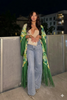 ROYAL AZURE SILK FRINGE KIMONO